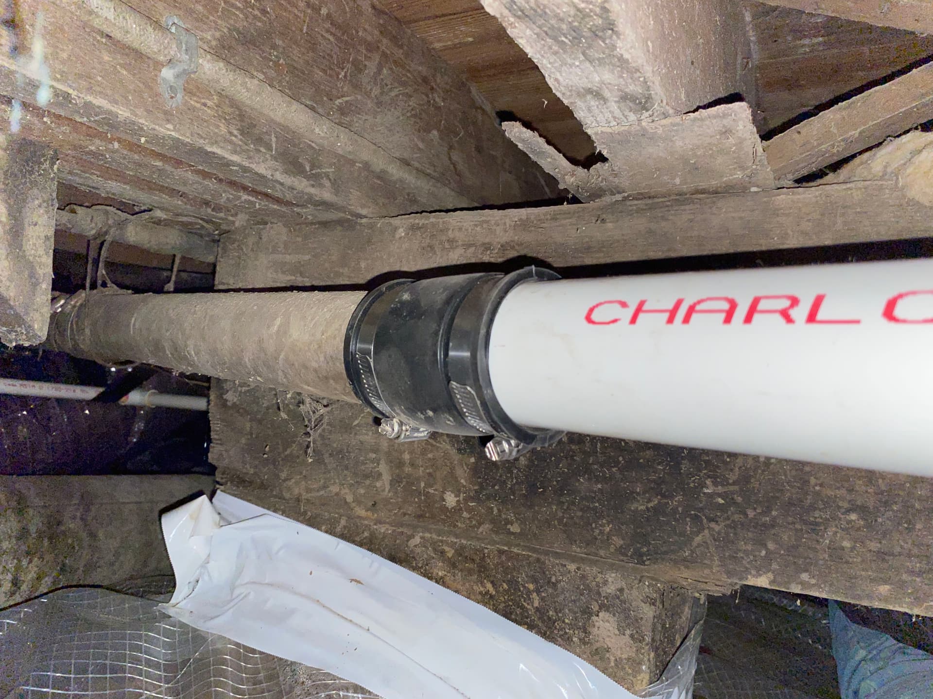 Gallery photos for Rotted Kitchen Drain and Damaged Ductwork Fixed Right in the Crawlspace: Image #2
